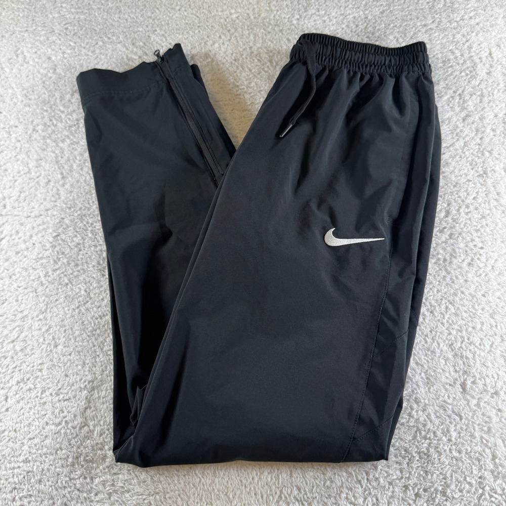 Nike Track Pants Mens Size M Black Excellent Dri-FIT Ankle Zip Athletic Joggers